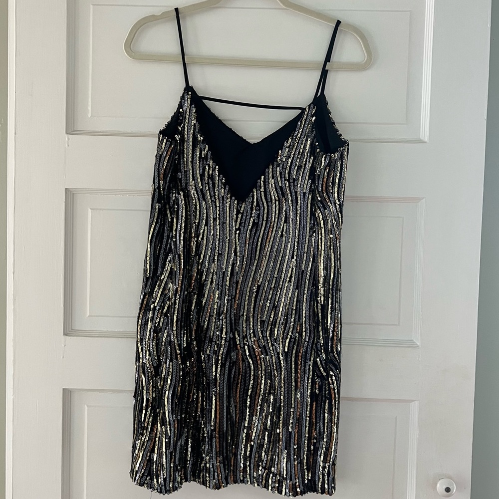 EUC Sequin Party Dress - Black Gold - Picture 4 of 10
